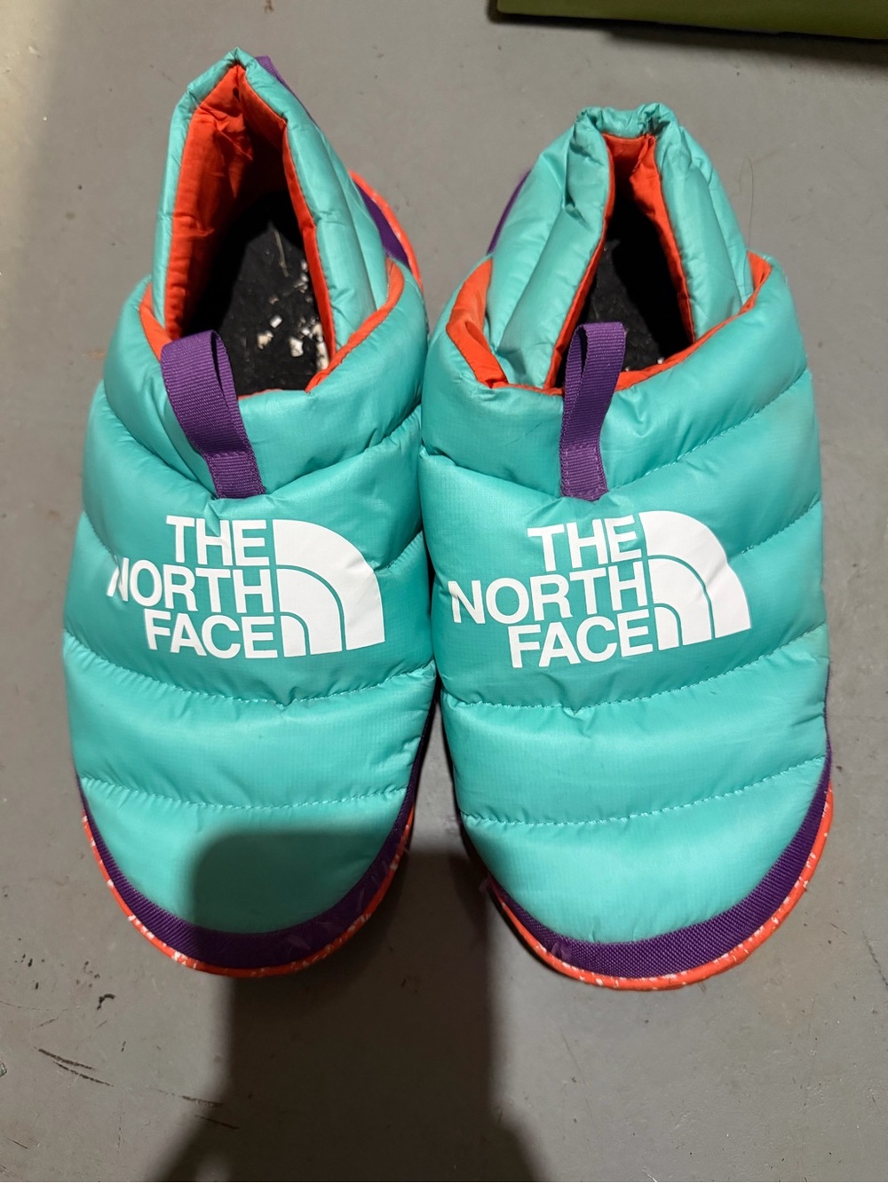 The North Face Men’s Puffy Slip-On Shoes in Teal and Purple